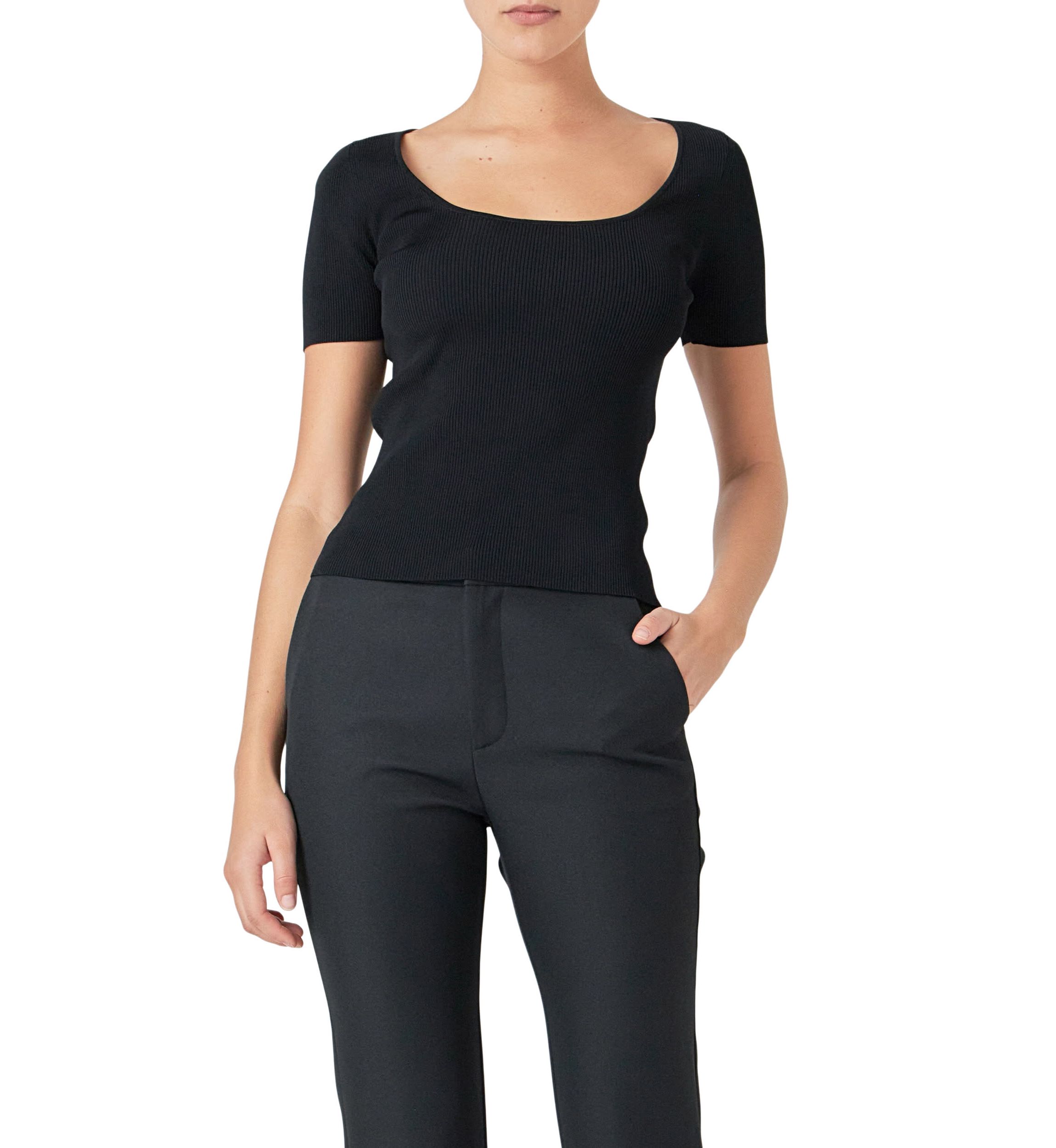 Ribbed Short Sleeve Top