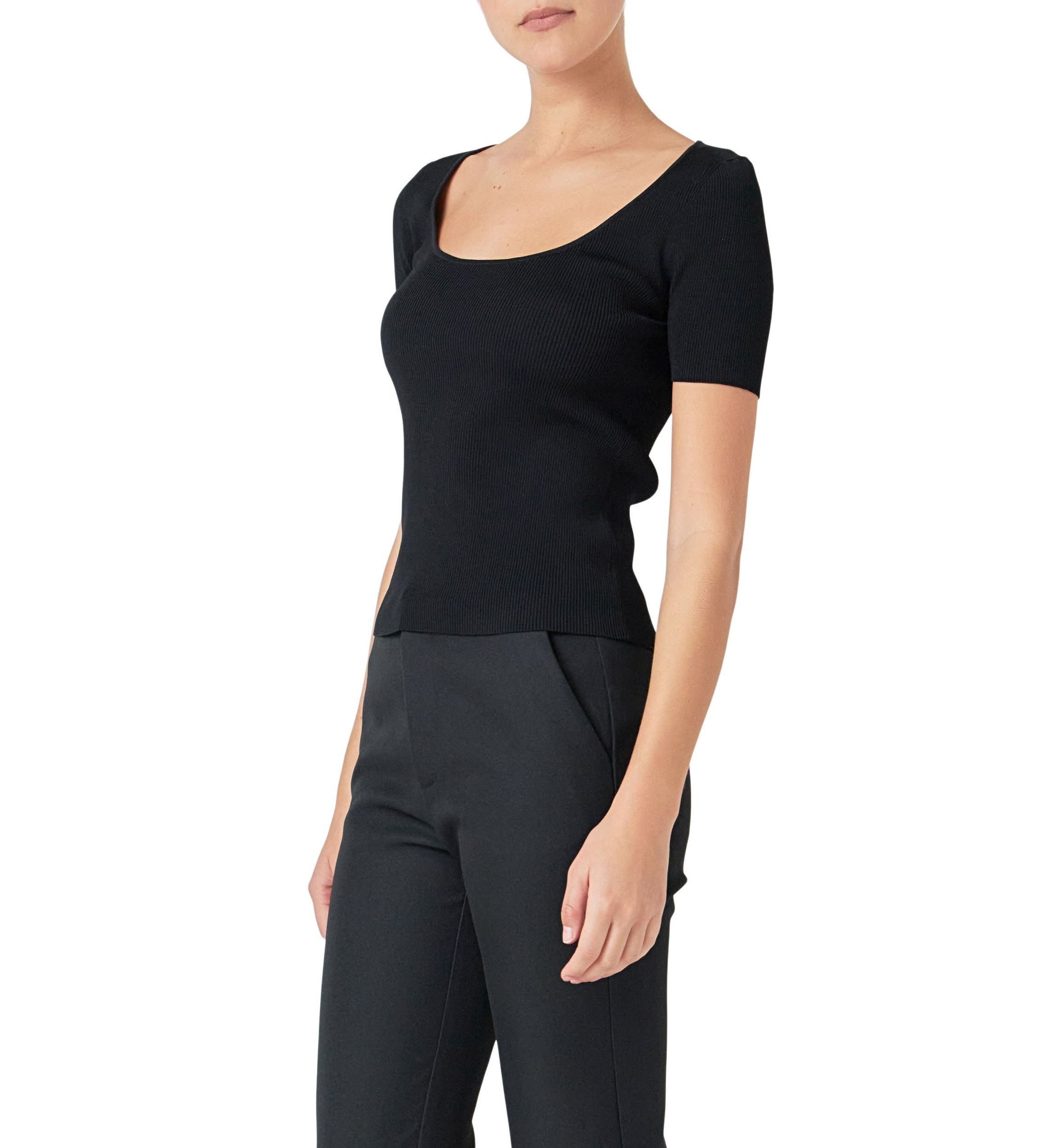 Ribbed Short Sleeve Top