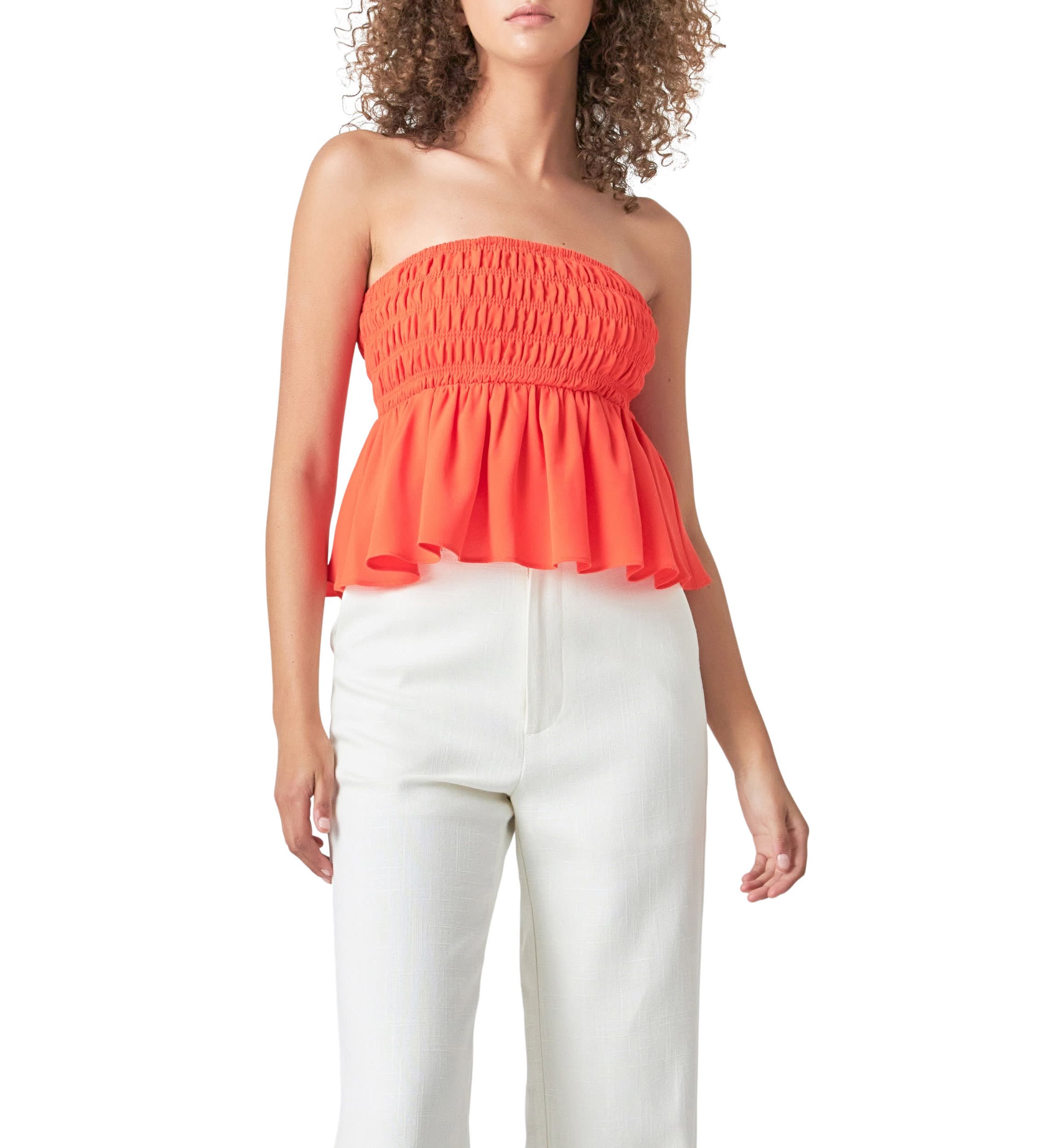 Smocked Strapless Top