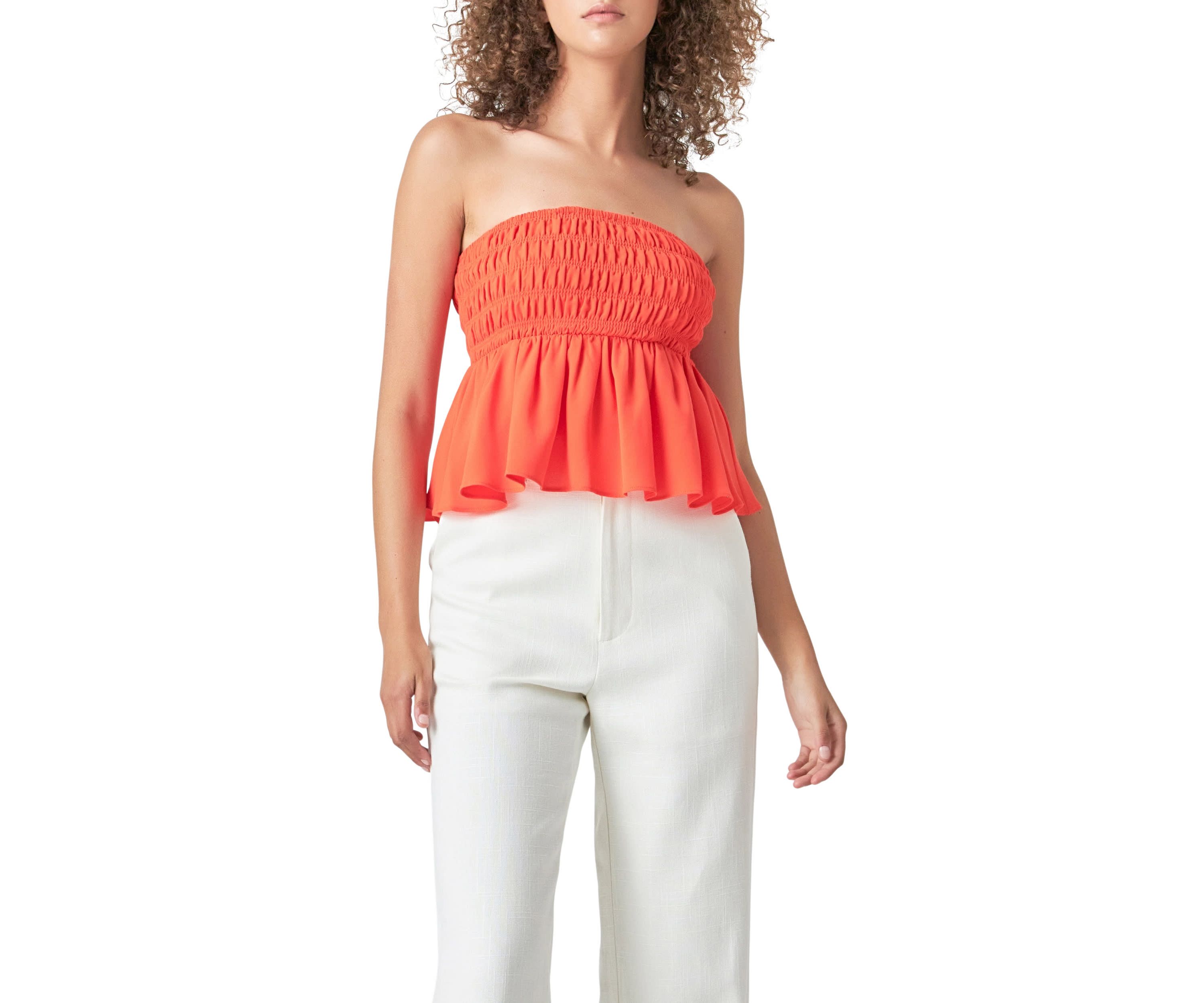 Smocked Strapless Top