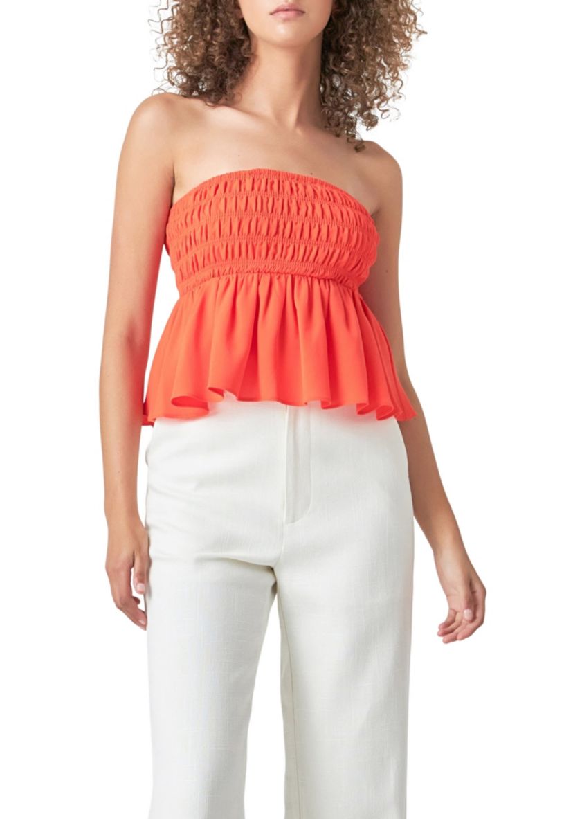 Smocked Strapless Top