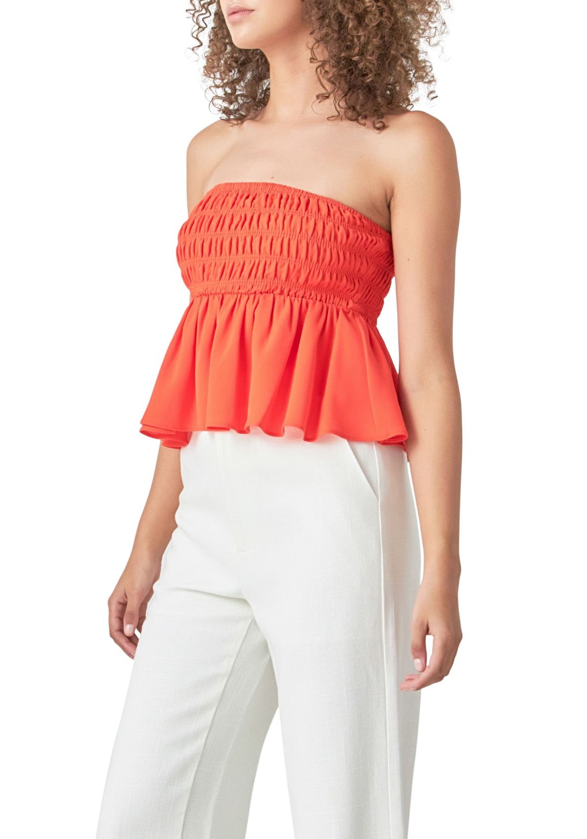 Smocked Strapless Top