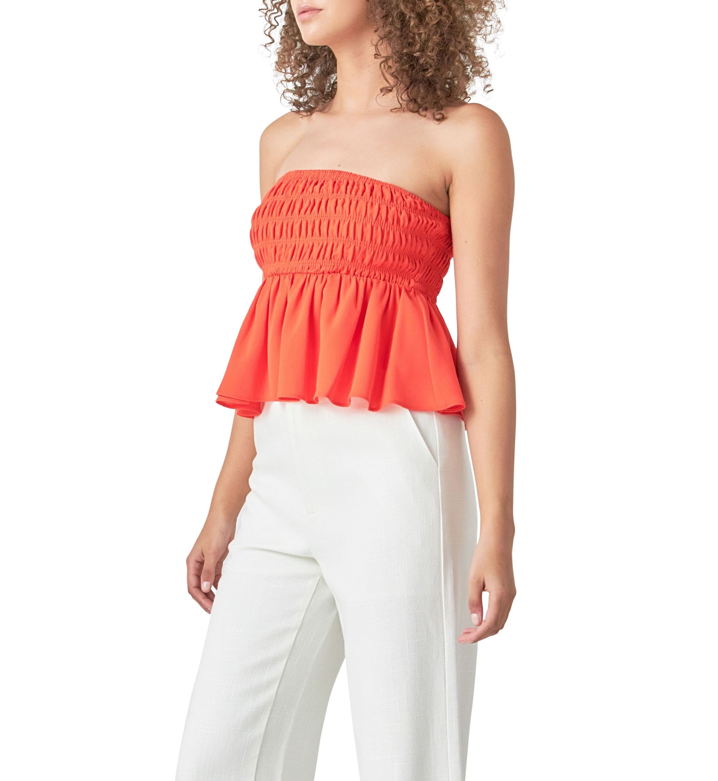 Smocked Strapless Top
