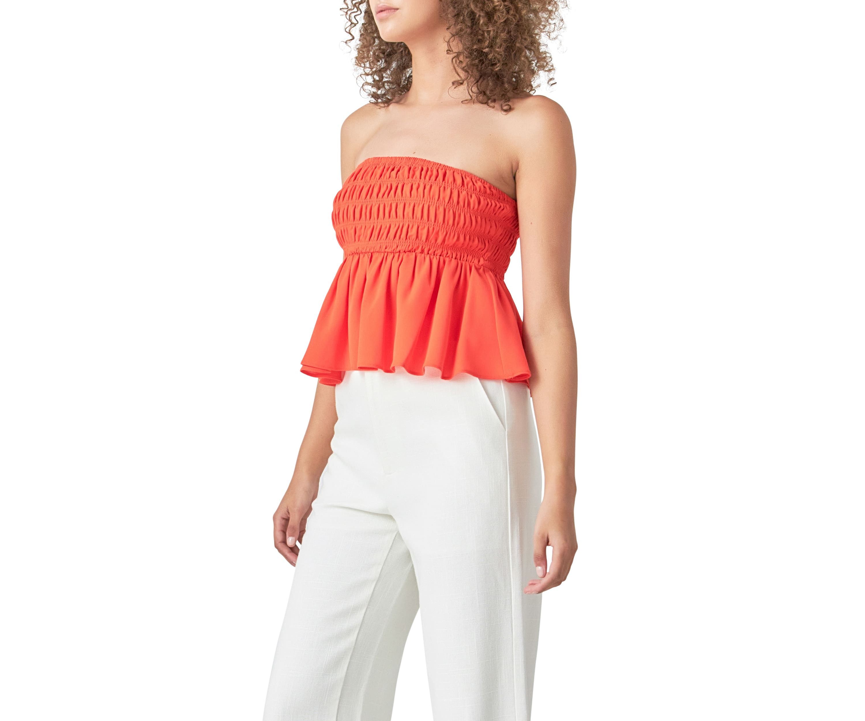 Smocked Strapless Top