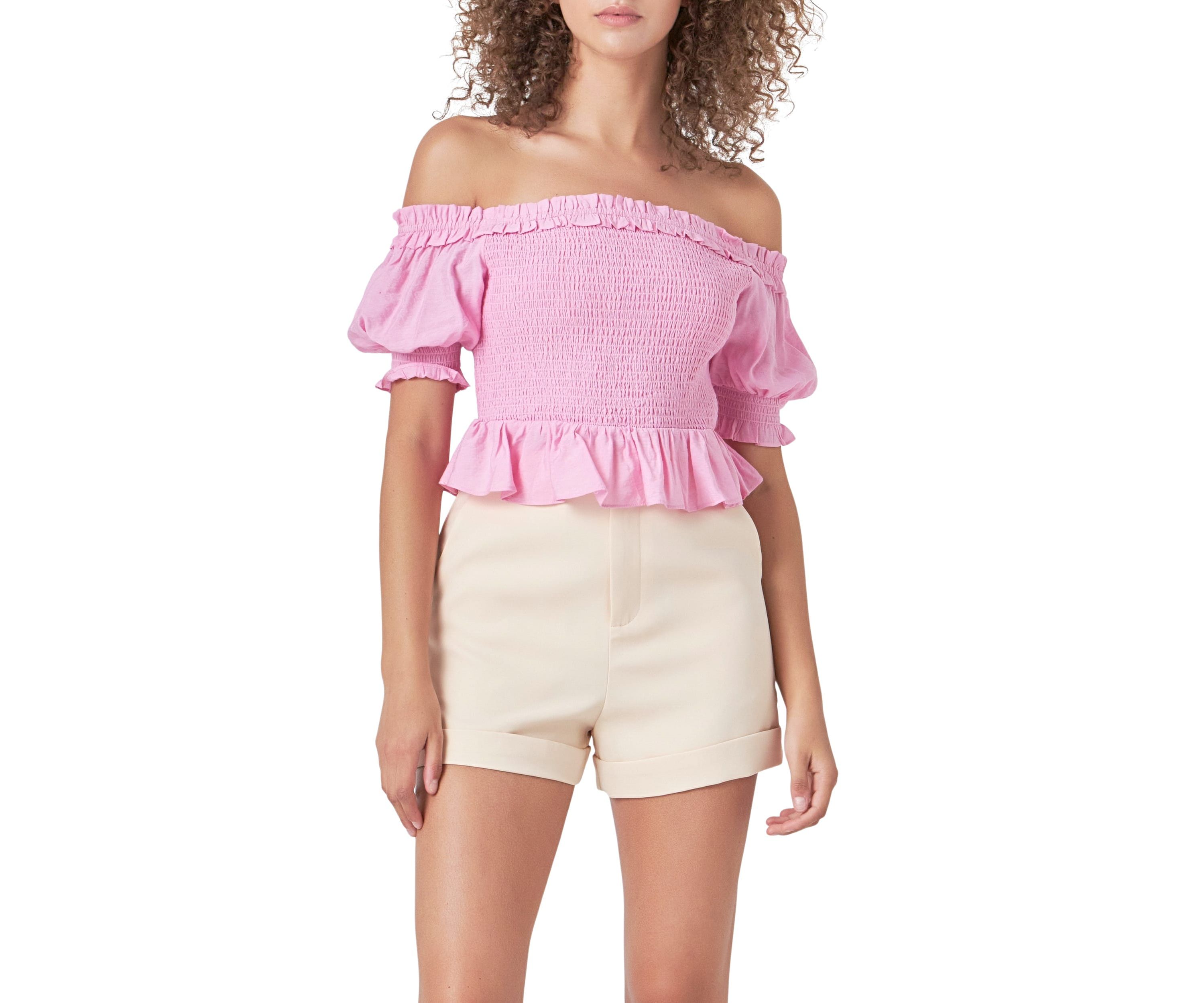 Off The Shoulder Smocked Crop Top