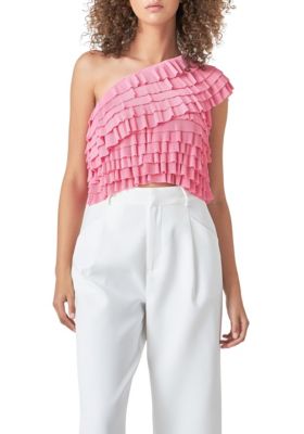 Ruffled One-shoulder Top