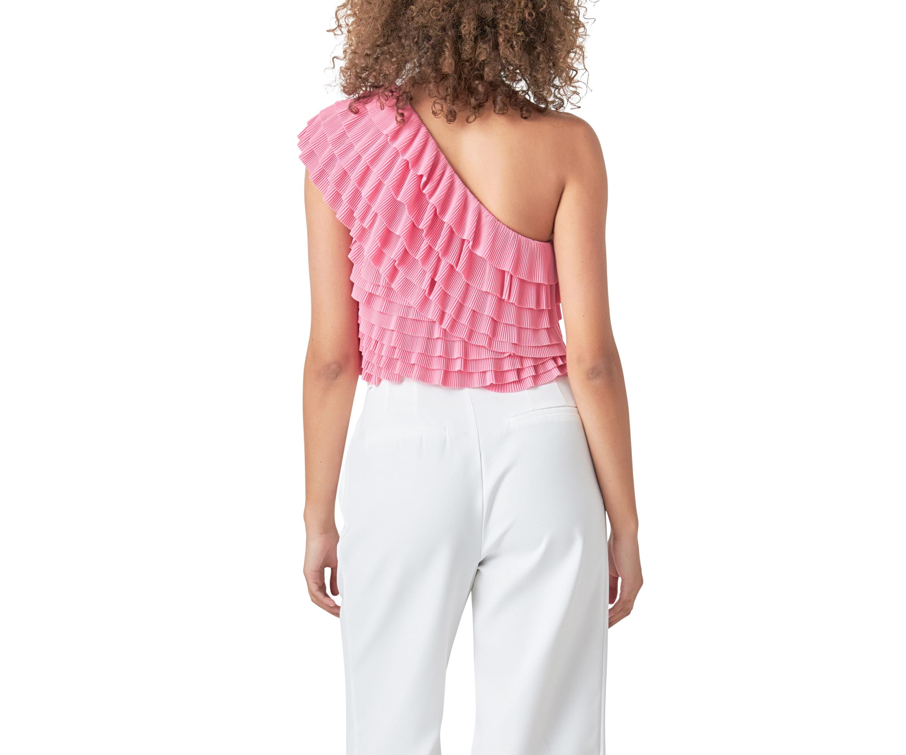 Ruffled One-shoulder Top