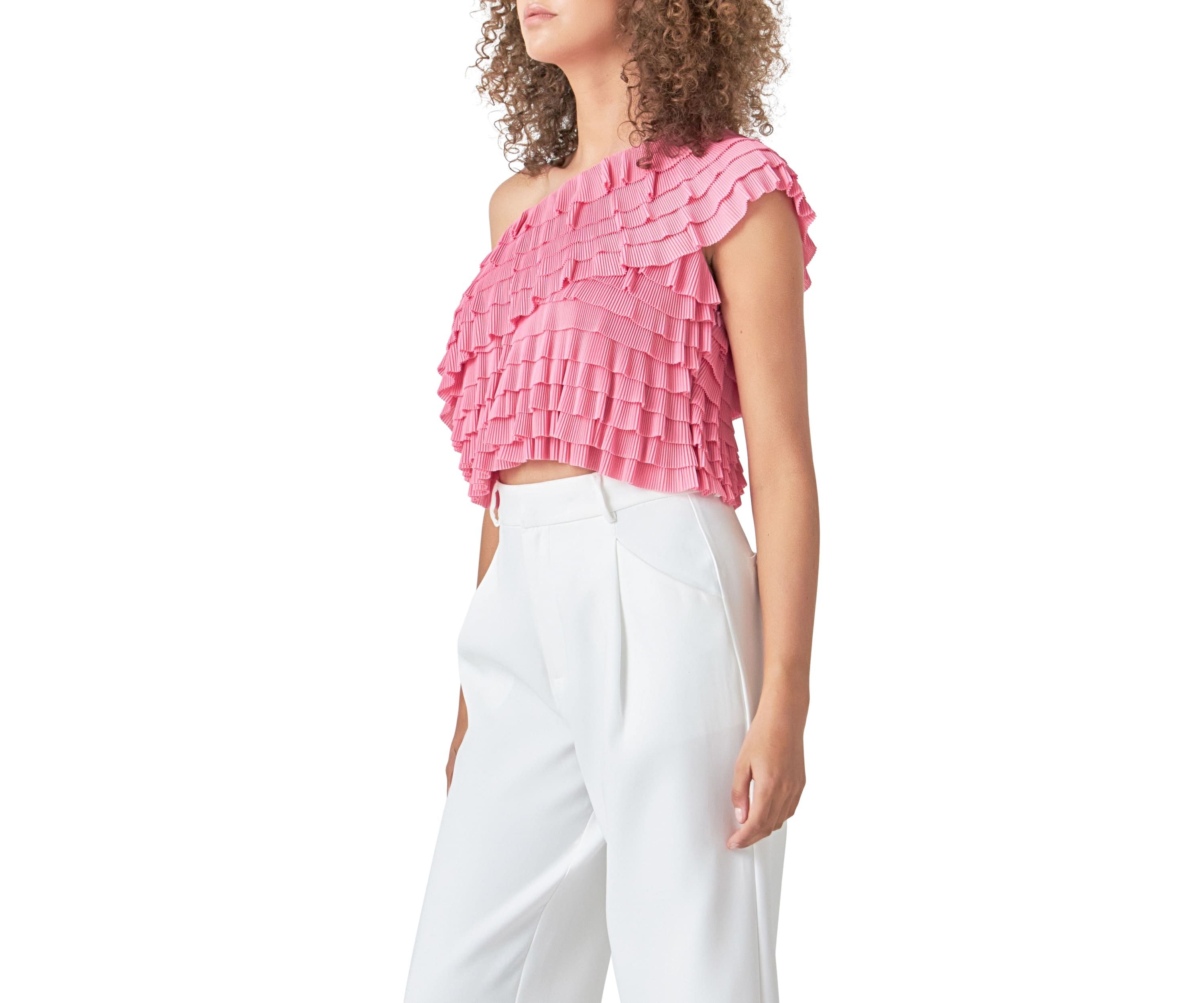 Ruffled One-shoulder Top