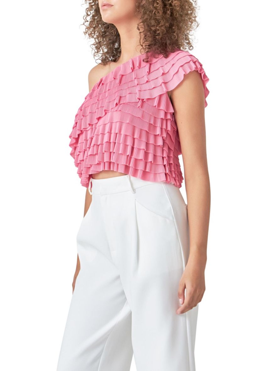 Ruffled One-shoulder Top