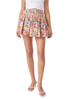 Cotton Floral Print Mini Skort