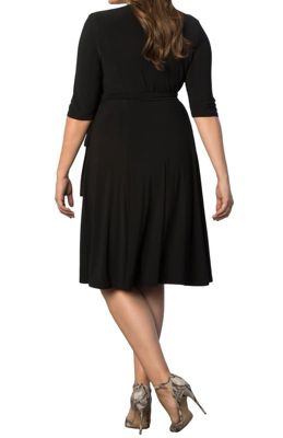 Women's Plus Essential Wrap Dress with 3/4 Sleeves