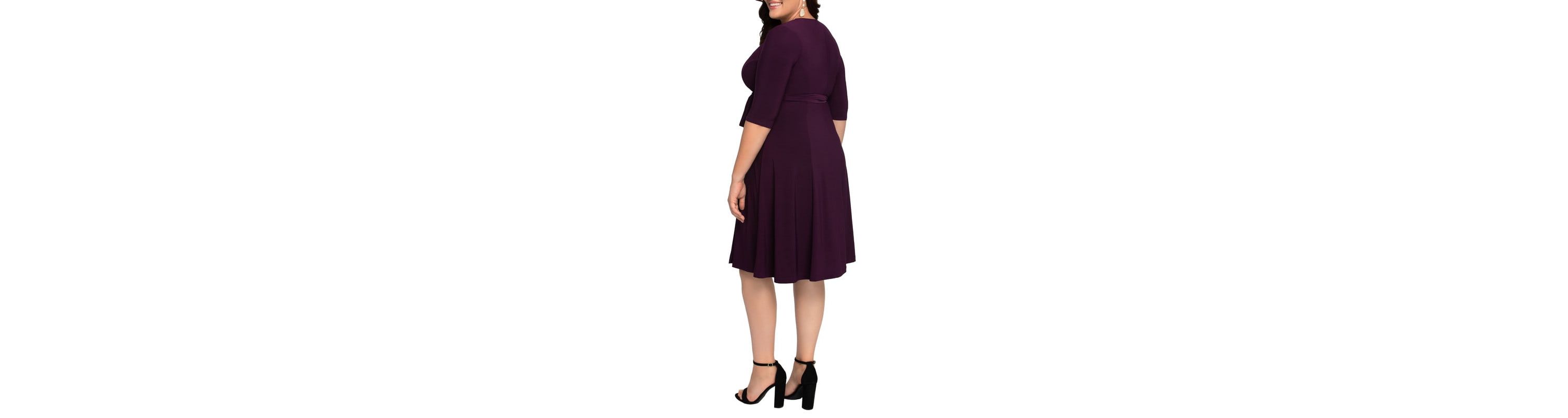 Womens Plus Size Essential Wrap Dress with 3/4 Sleeves