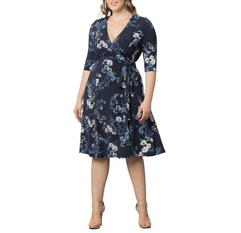 Womens Plus Size Signature Print Wrap Dress