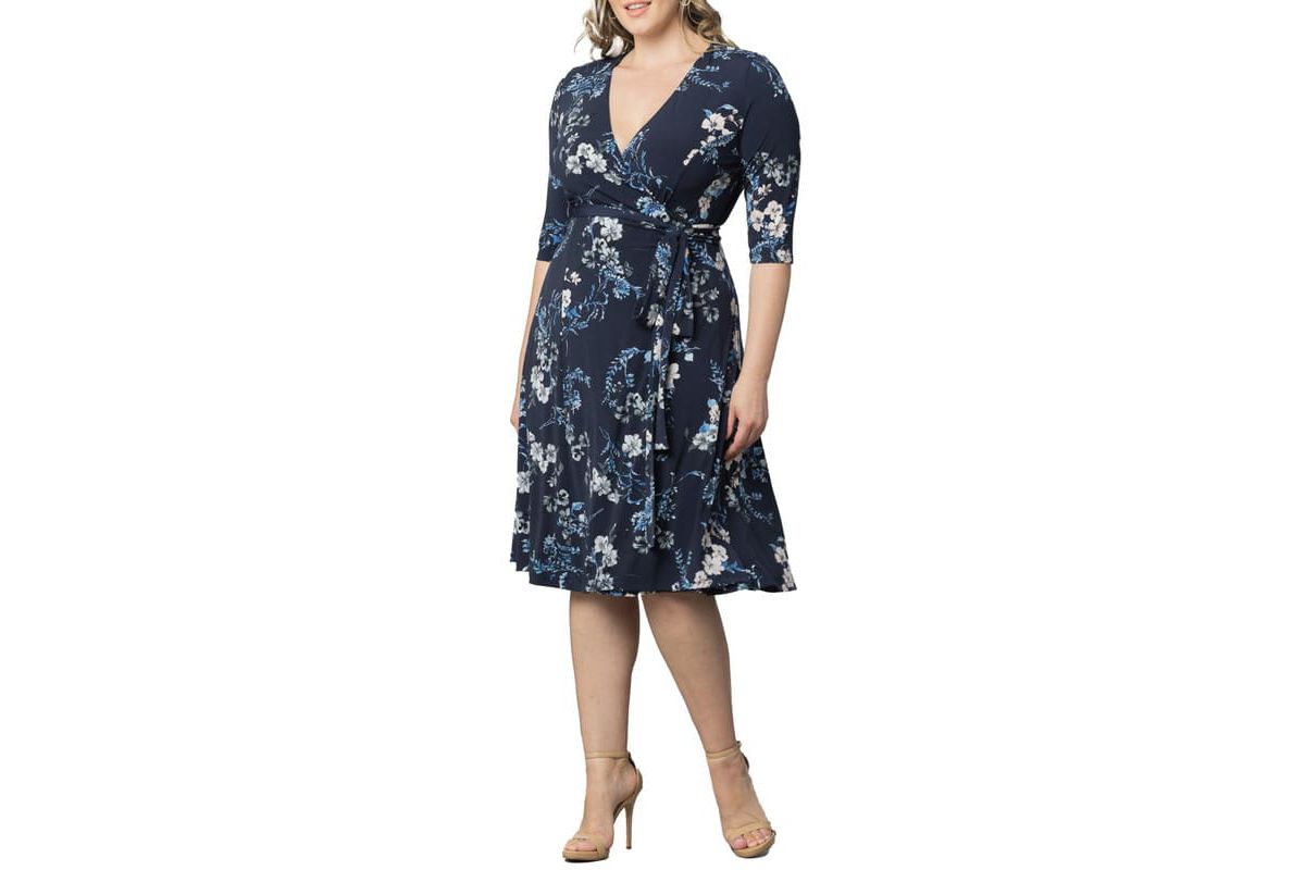 Womens Plus Size Signature Print Wrap Dress