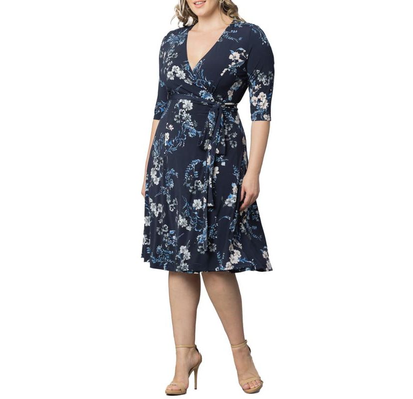 Womens Plus Size Signature Print Wrap Dress