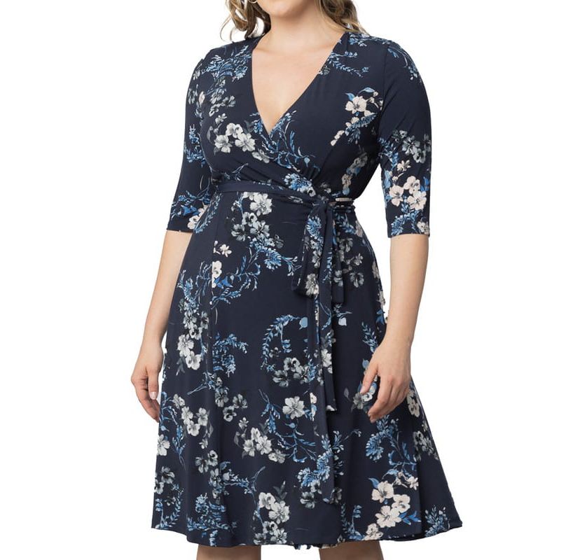 Womens Plus Size Signature Print Wrap Dress