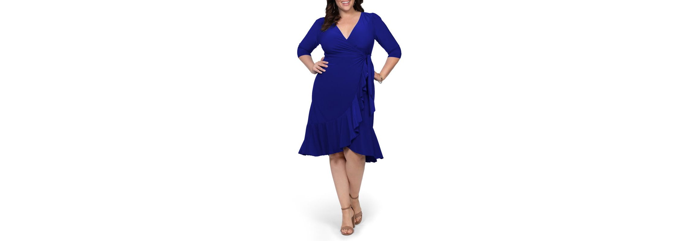 Womens Plus Size Whimsy Ruffled Midi Wrap Dress