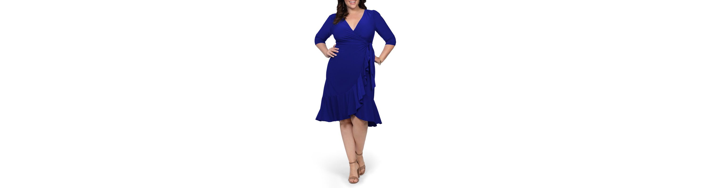 Womens Plus Size Whimsy Ruffled Midi Wrap Dress