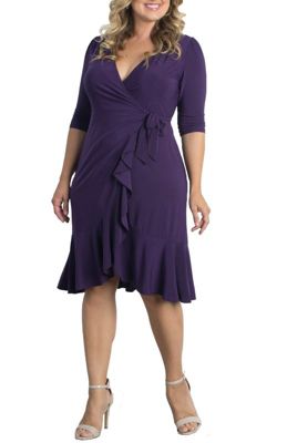 KIYONNA Women's Plus Size Whimsy Ruffled Midi Wrap Dress, 5X