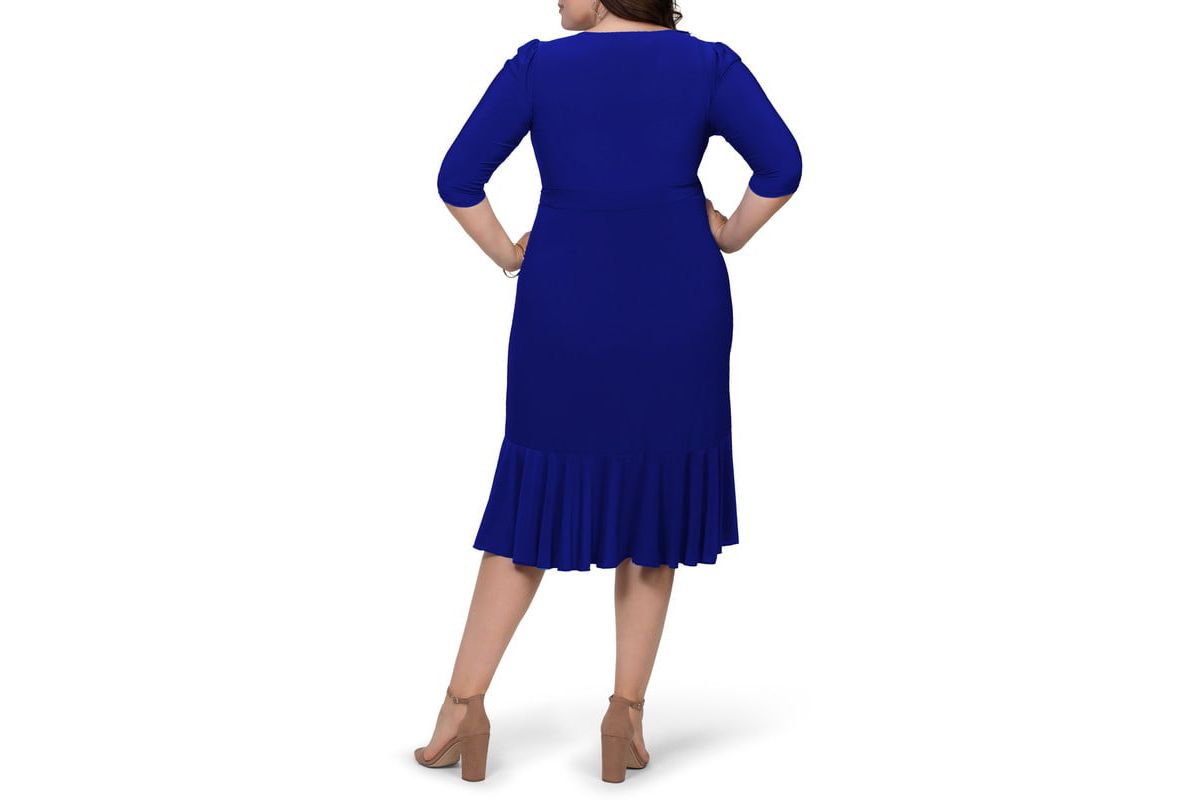Womens Plus Size Whimsy Ruffled Midi Wrap Dress