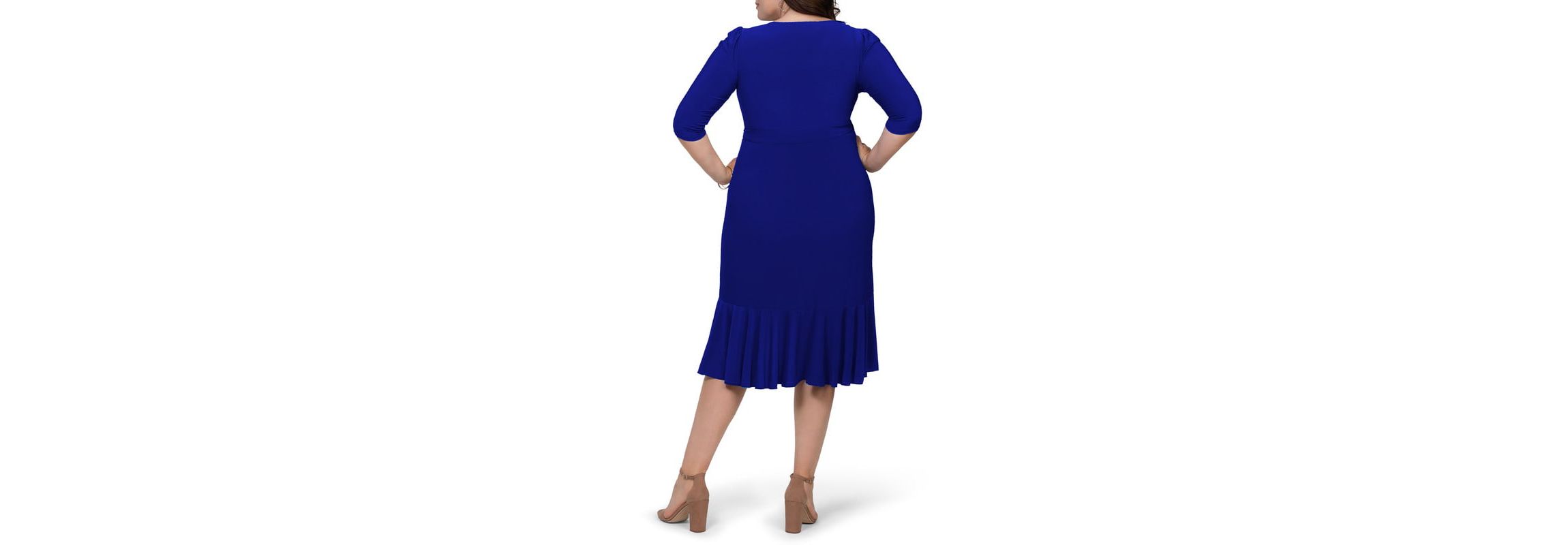Womens Plus Size Whimsy Ruffled Midi Wrap Dress