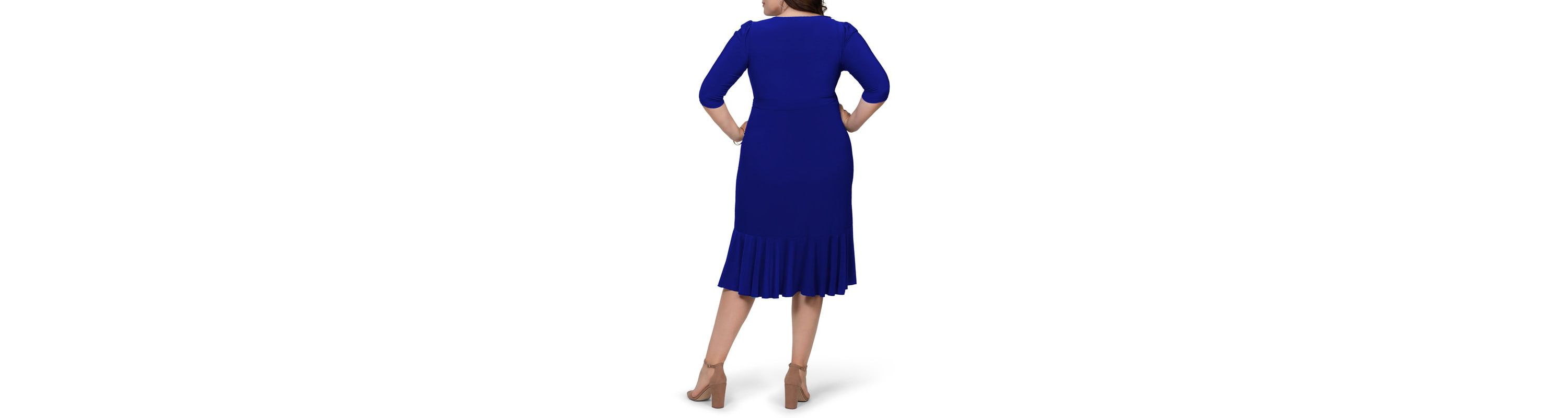 Womens Plus Size Whimsy Ruffled Midi Wrap Dress