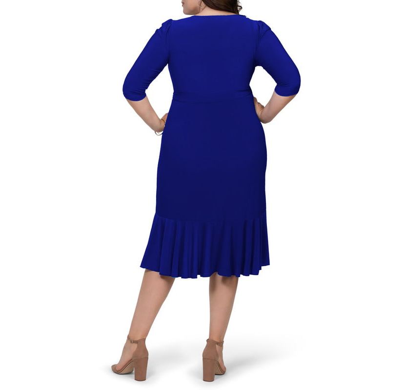 Womens Plus Size Whimsy Ruffled Midi Wrap Dress