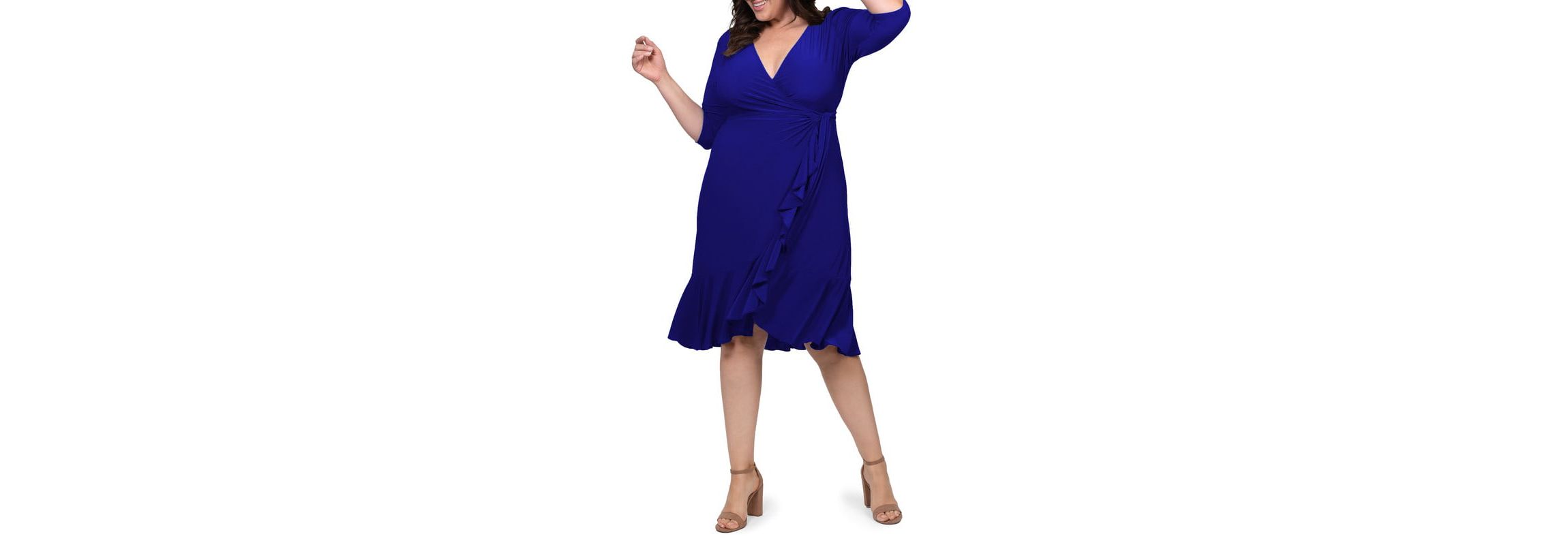Womens Plus Size Whimsy Ruffled Midi Wrap Dress