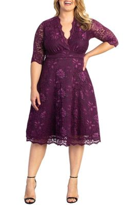 Women's Plus Mademoiselle Lace Cocktail Dress with Sleeves