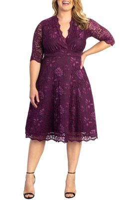 KIYONNA Women's Plus Size Mademoiselle Lace Cocktail Dress with Sleeves, 0X