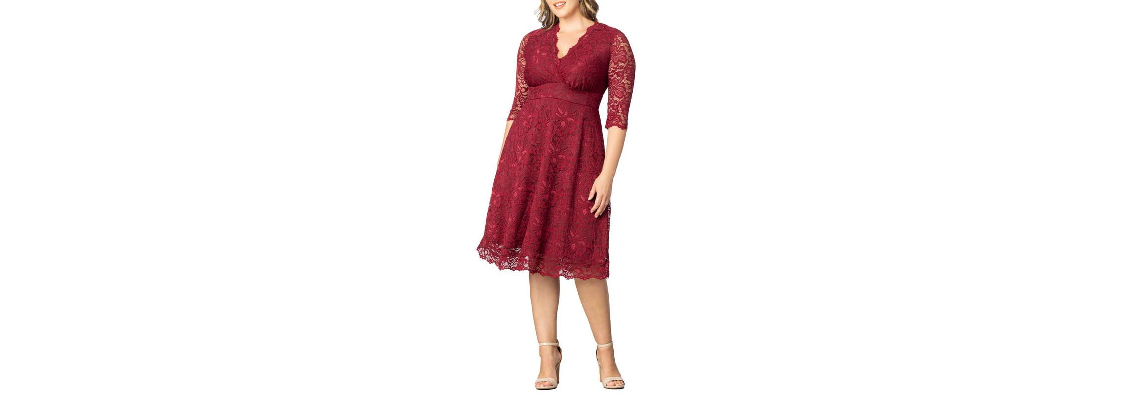 Womens Plus Size Mademoiselle Lace Cocktail Dress with Sleeves