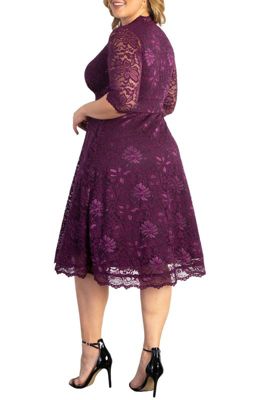 Women's Plus Mademoiselle Lace Cocktail Dress with Sleeves