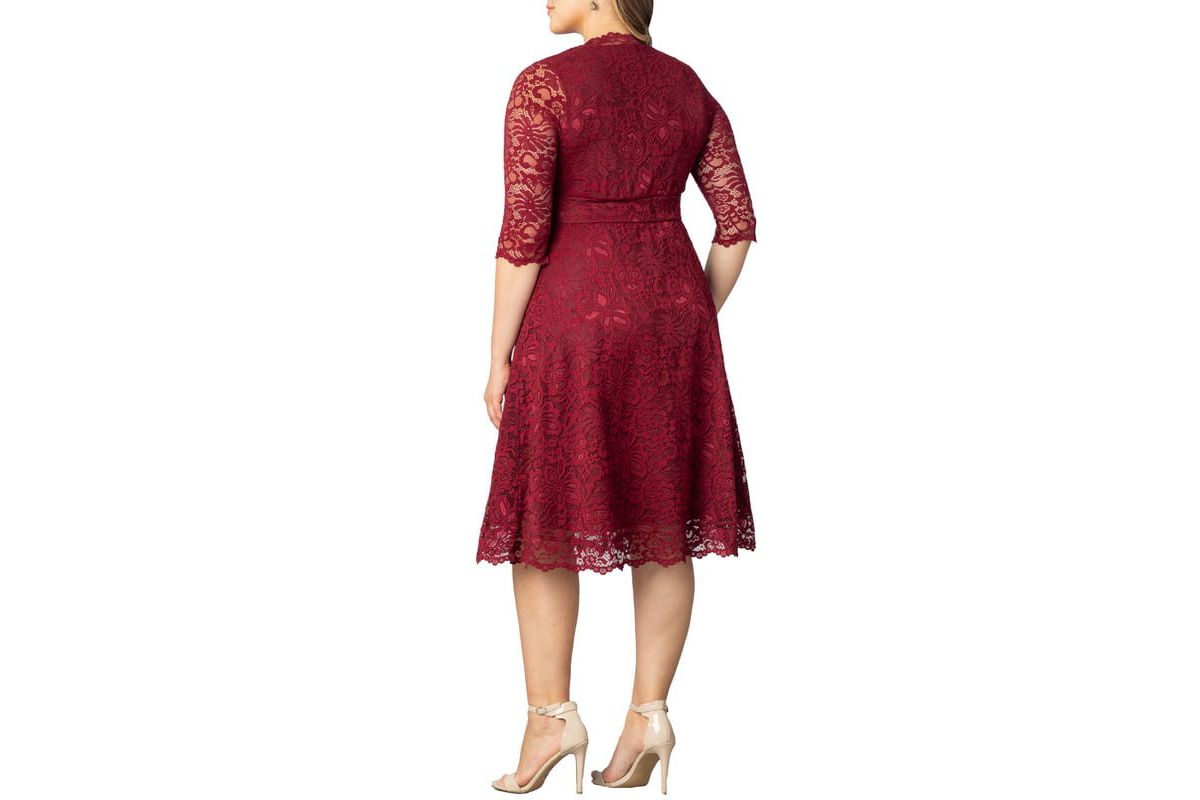 Plus Size Mademoiselle Lace Cocktail Dress with Sleeves