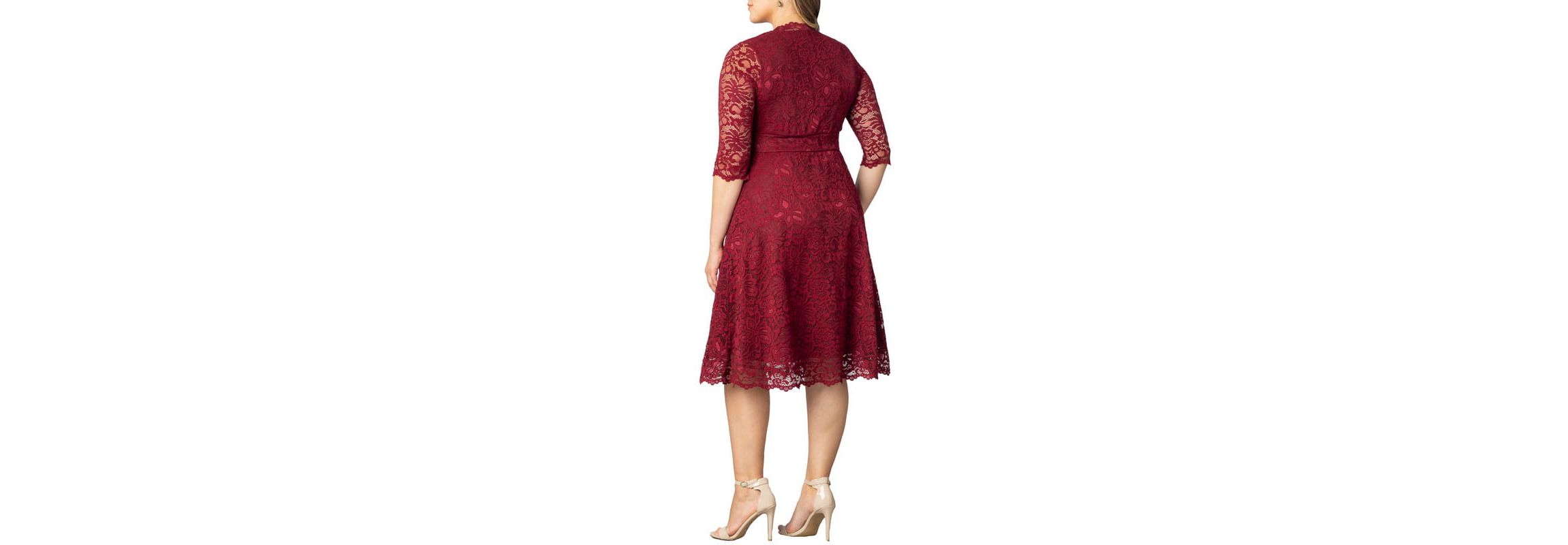 Womens Plus Size Mademoiselle Lace Cocktail Dress with Sleeves