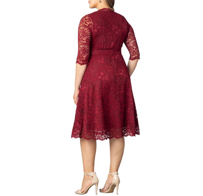 Womens Plus Size Mademoiselle Lace Cocktail Dress with Sleeves
