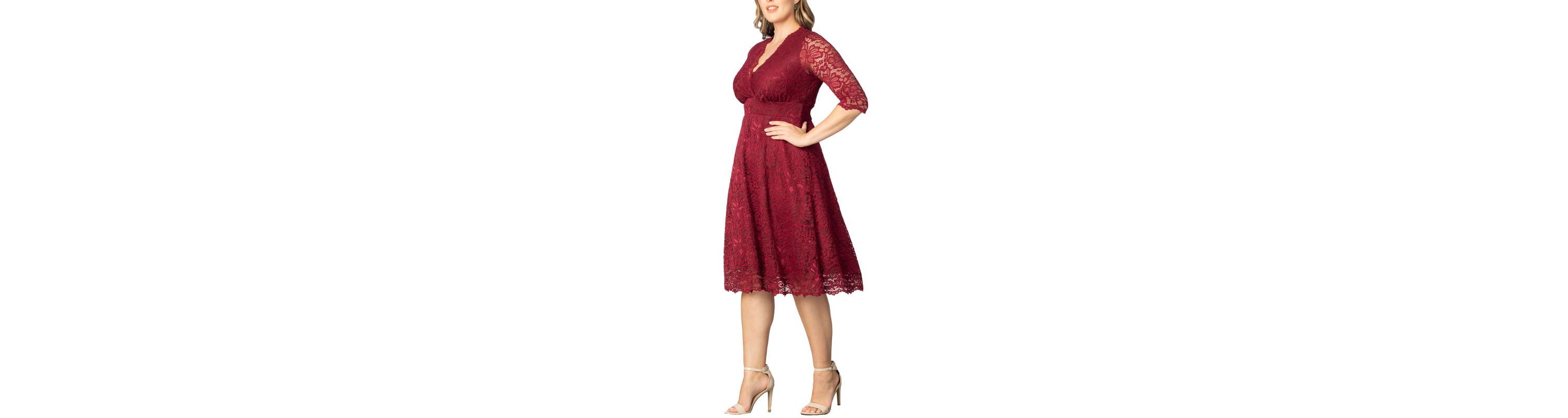 Womens Plus Size Mademoiselle Lace Cocktail Dress with Sleeves