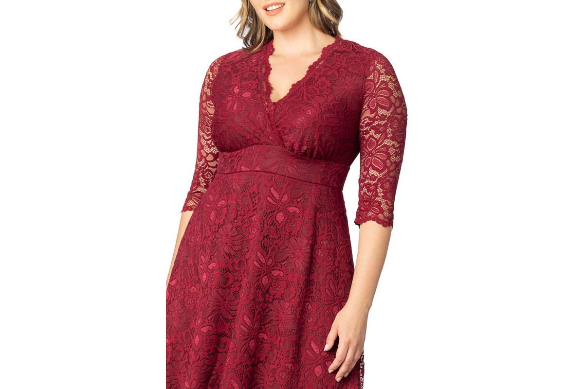 Plus Size Mademoiselle Lace Cocktail Dress with Sleeves