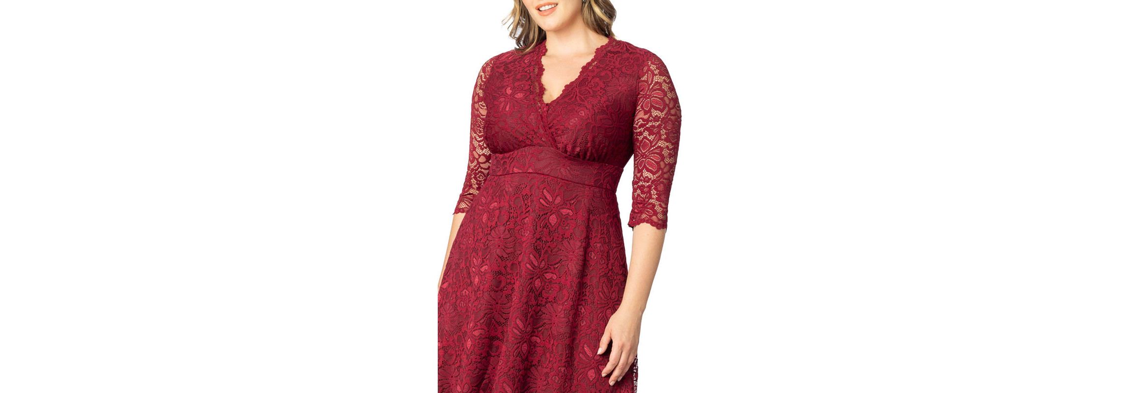 Womens Plus Size Mademoiselle Lace Cocktail Dress with Sleeves