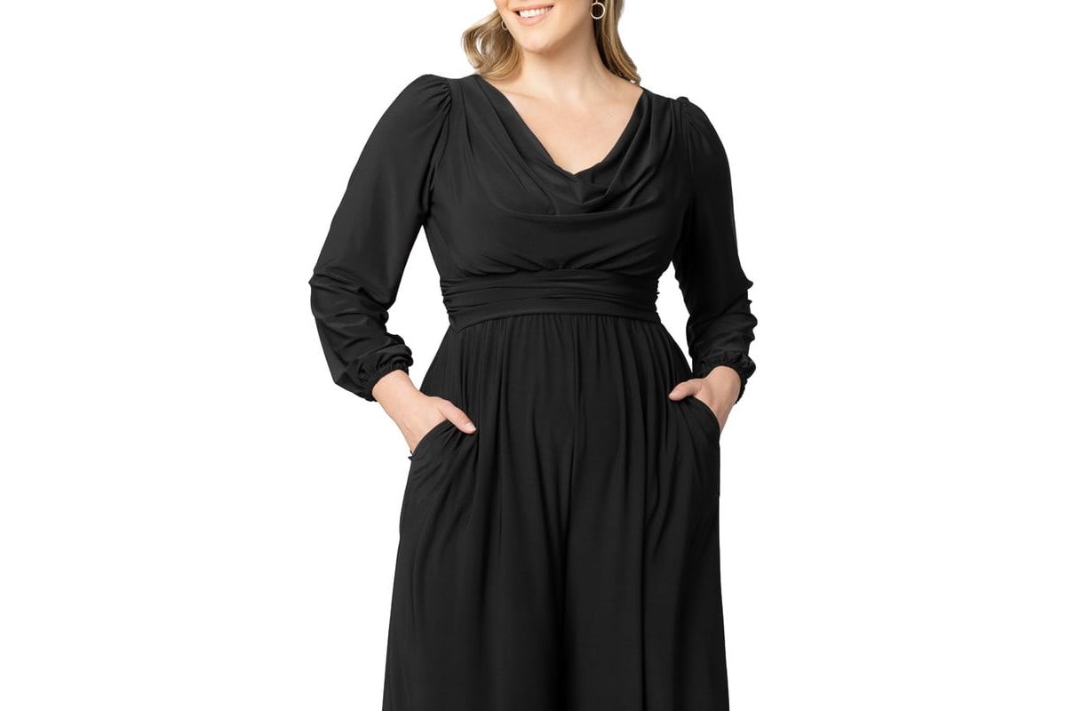 Womens Plus Size Natalia Cowl Neck Wide Leg Jumpsuit
