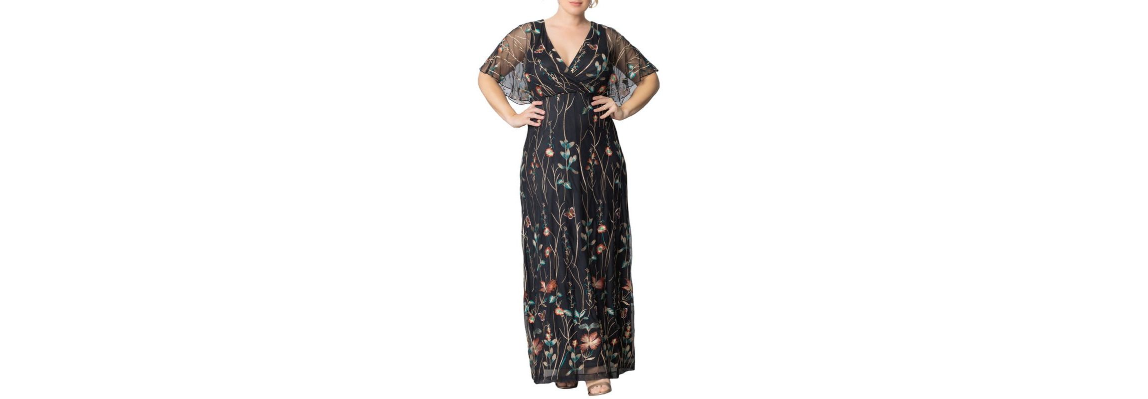 Womens Plus Size Embroidered Elegance Evening Gown