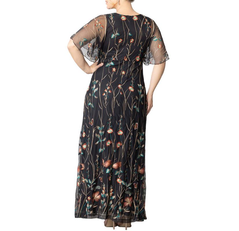 Womens Plus Size Embroidered Elegance Evening Gown