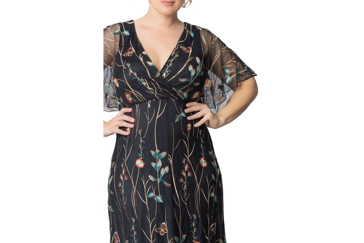 Womens Plus Size Embroidered Elegance Evening Gown