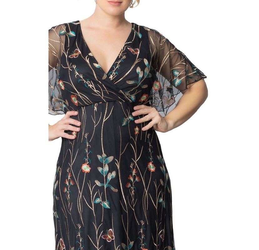 Womens Plus Size Embroidered Elegance Evening Gown