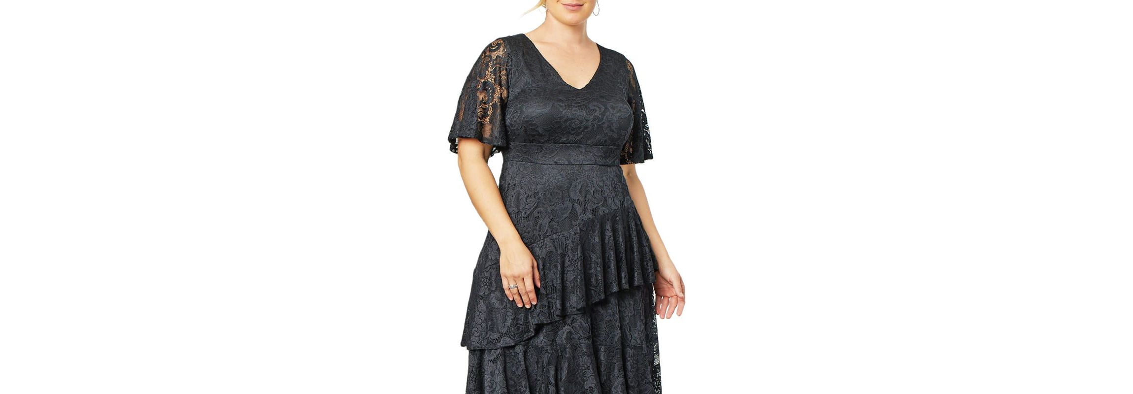 Womens Plus Size Lace Affair Tiered Cocktail Dress