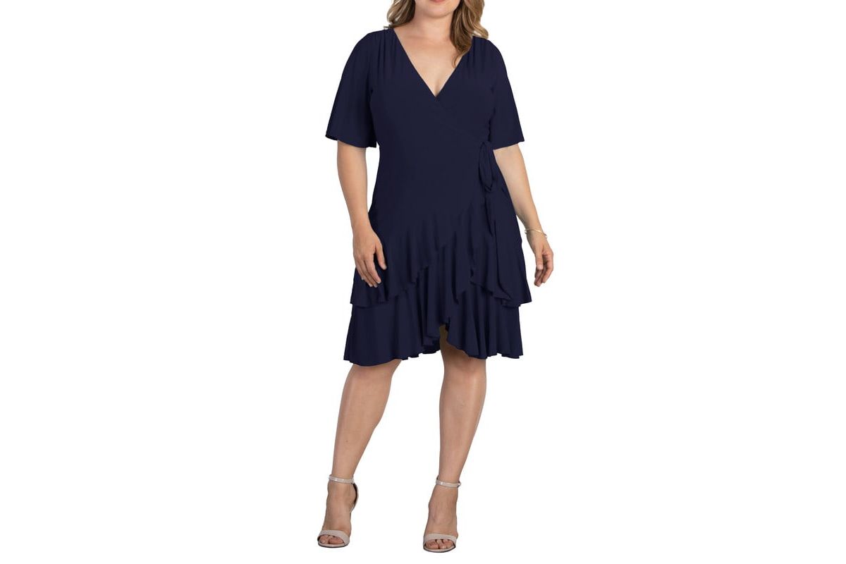 Womens Plus Size Miranda Ruffle Wrap Dress