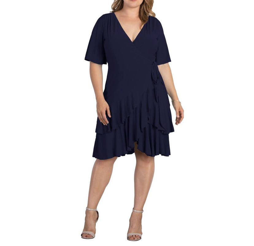Womens Plus Size Miranda Ruffle Wrap Dress