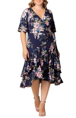 KIYONNA Women's Plus Size Miranda Ruffle Wrap Dress