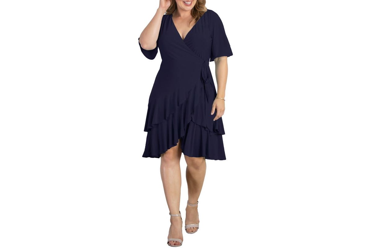 Womens Plus Size Miranda Ruffle Wrap Dress