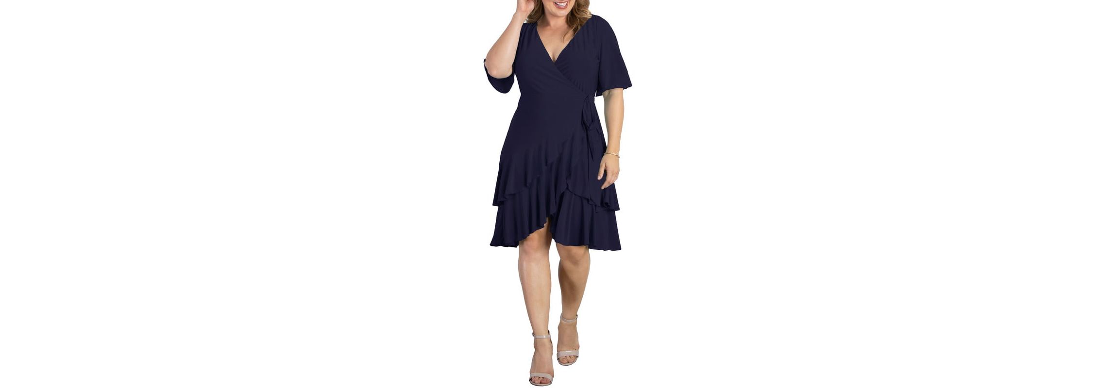 Womens Plus Size Miranda Ruffle Wrap Dress