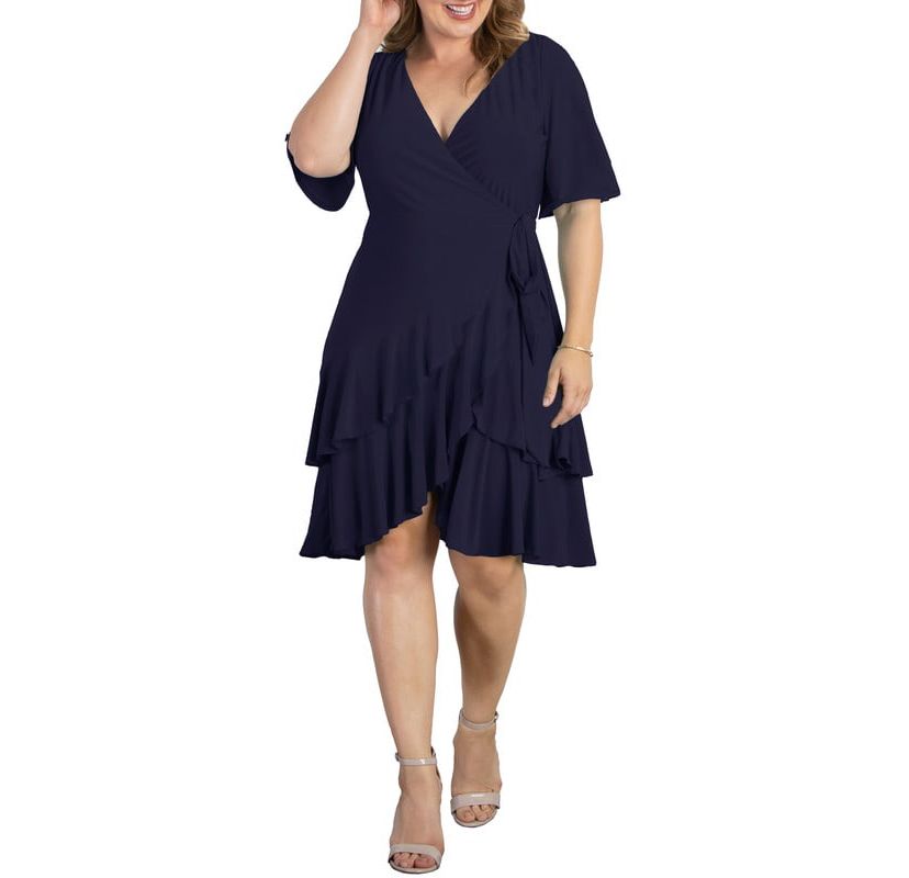 Womens Plus Size Miranda Ruffle Wrap Dress